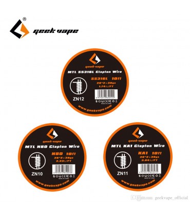 Fil résistif MTL Clapton Wire 10ft (28GAx2+38GA N80) Geekvape
